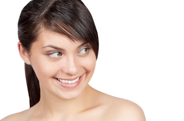 Portrait of sexy woman, on white background