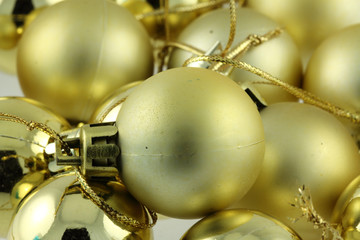 boules dorées décoration sapin de Noël