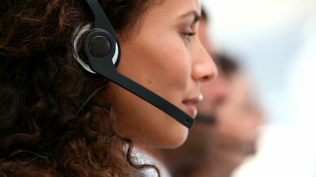 Woman working in a call centre