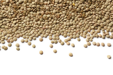 Scattered brown lentils