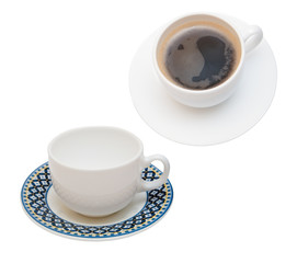 cups of coffee on white