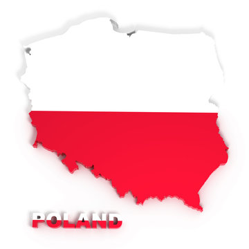 Fototapeta Poland, map with flag, isolated on white with clipping path