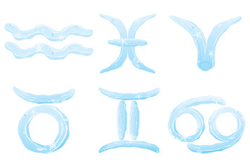 Fototapeta premium Set of ice zodiac signs
