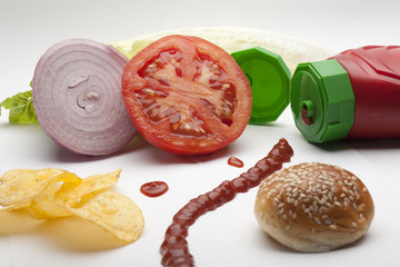 preparando una hamburguesa