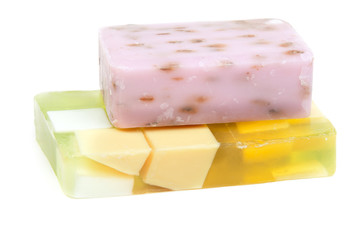Green and purple fruit soap