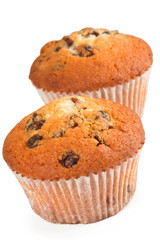 Muffins on a white background