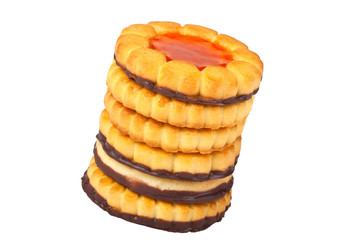 Six cookies on a white background