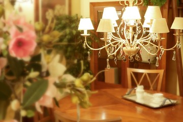 Baroque italian chandelier wooden livingroom