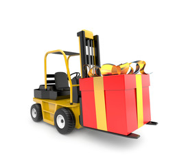 Forklift with gift box