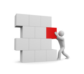 Person build wall. Image contain clipping path