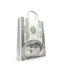Shopping bag with dollar print