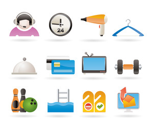 hotel and motel amenity icons vector icon set