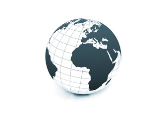 World globe on white background