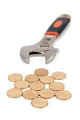 Wrench and coin