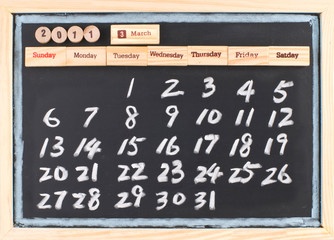 hand drawing 2011 March calendar