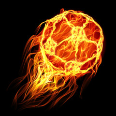 Obraz na płótnie Canvas Soccer ball in flames and fire