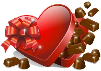Papier Peint photo autocollant Dessiner Cuore Scatola di Cioccolatini-Chocolate Heart Gift-Vector