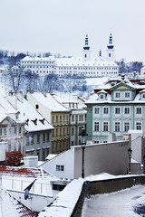 Romantic Snowy Prague View, Czech Republic