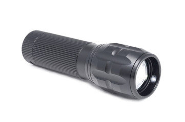 black flashlight isolated on white background