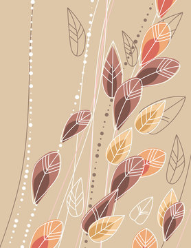 Beige background with contour leaves