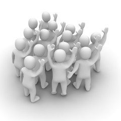 Waving people group. 3d rendered illustration.