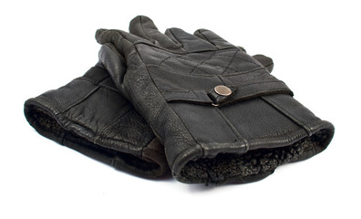 black leather gloves