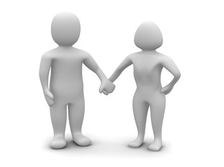 Couple in love. 3d rendered illustration isolated on white.