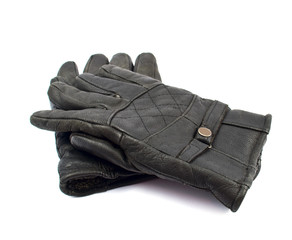 black leather gloves