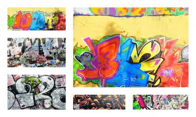Stickers pour porte Collage de graffitis graffiti