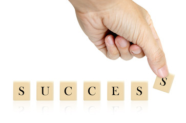 Hand and word success word