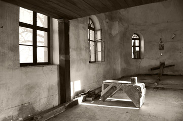 Interior of an old abandoned church in Lindenfeld