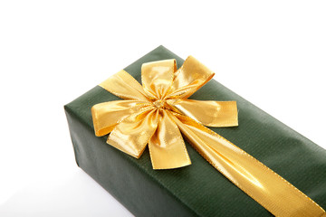 beautiful wrapped gift over white background