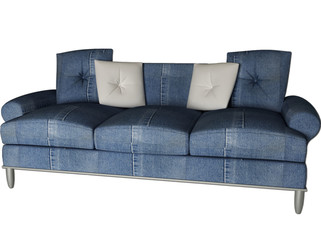 modern jean sofa isolated on white