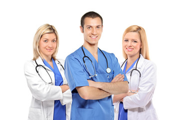 A smiling medical doctors with stethoscopes