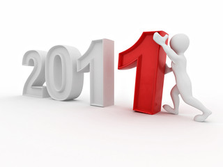 New Year. Men with numbers 2011