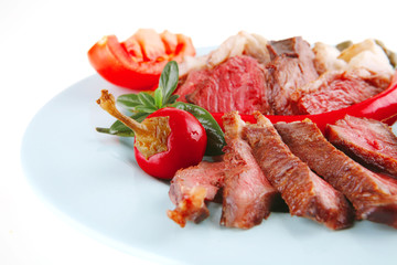 roast beef slices on dish