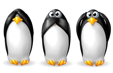 Obraz premium 3 pinguini