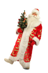 Santa Claus holding  christmas tree