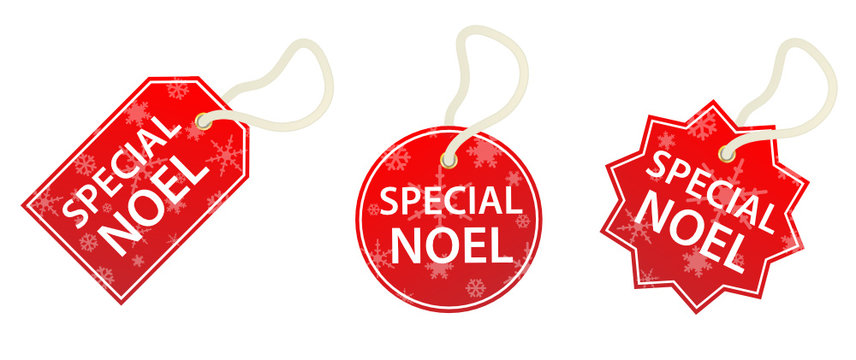Etiquettes "SPECIAL NOEL" (soldes noël offre spéciale tampons)