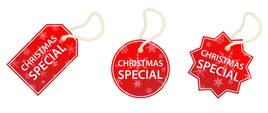 CHRISTMAS SPECIAL Tags (labels stickers specials sale red shop)