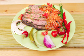 corned beef on plate with vegetables