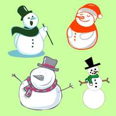 Cartoon Snowman, Isolated On White Background