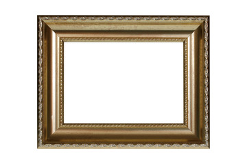 Gold frame on white background