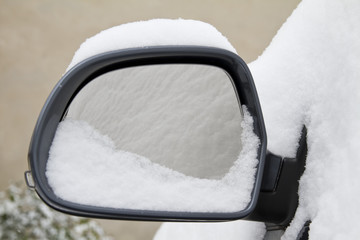 Snowy rear mirror