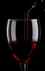 Red wine. Bottle, glass and decanter silhouette