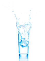Fototapeta na wymiar Water in glass isolated on white background