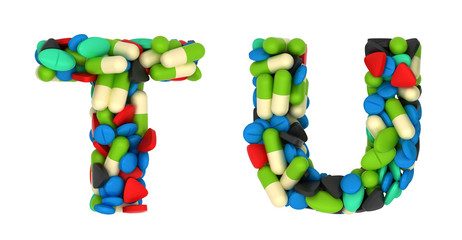 Pharmacy font T and U pills letters © Arsgera