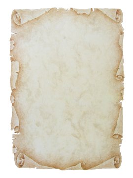 Old vintage paper scroll on white background