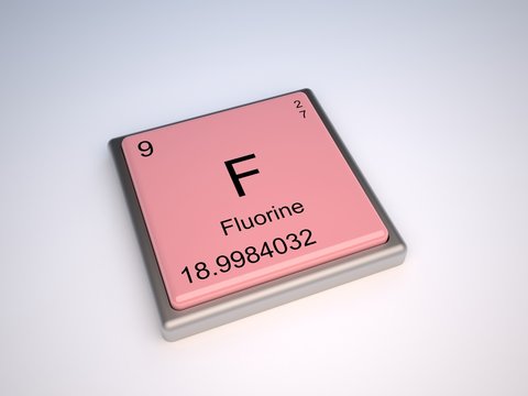 Fluorine chemical element of periodic table with symbol F