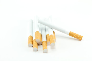 a bunch of cigarettes isolated on white